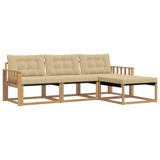 vidaXL Conjunto De Sof&aacute;s De Exterior Con Coj&iacute;n 4 Pcs Y Beige Vidaxl