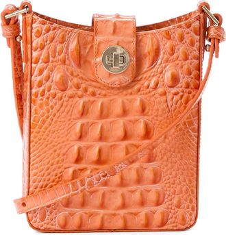 Brahmin Marley Croc Embossed Leather Crossbody Bag in Solar Orange at Nordstrom