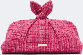 Aquazzura Bow Tie tweed clutch