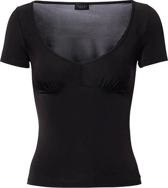 Gucci Tops, Dames, Zwart, L, Katoen, S/S T-Shirt