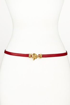 Raina Fitzgerald Buckle Leather Belt in Red at Nordstrom, Size Medium/large
