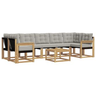 vidaXL Conjunto De Sof&aacute;s De Exterior 8 Pcs Blanco Y Gris Claro Vidaxl