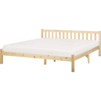 Beliani Beliani - Letto in Legno Chiaro con Rete a Doghe Testiera Alta 180 x 200 cm Florac