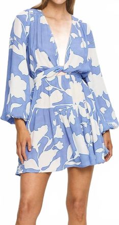 Kivari Amelia Tie Front Mini Dress In Blue