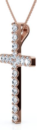 Pompeii3 1Ct Diamond Cross Pendant 1 1/4 Tall Womens 14k Gold 18 Necklace Lab Grown