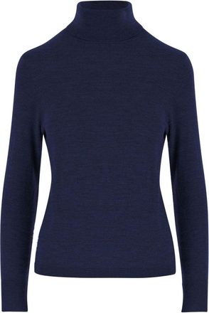 Allude High Neck Merino Wool Sweater With Contrasting Edges