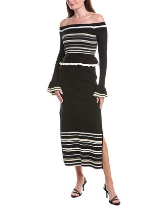 Adrianna Papell Off-The-Shoulder Shoulder Knit Midi Dress