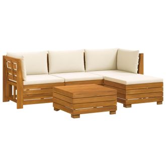 vidaXL Conjunto De Sof&aacute;s De Exterior Con Coj&iacute;n 5 Pieza Marr&oacute;n Vidaxl
