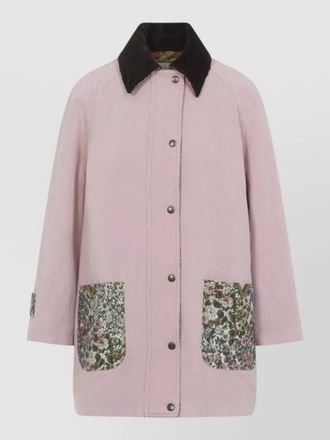 Valentino caban denim jacket straight hem flower cuffs