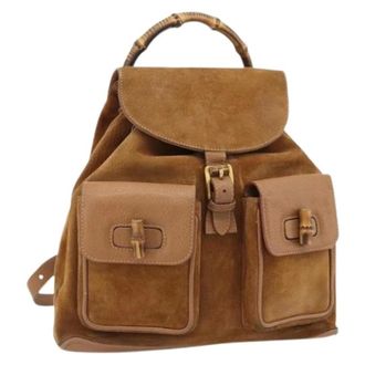Gucci Pre-owned Backpacks, female, Brown, Size: ONE SIZE Pre-owned Vintage Suede Backpack