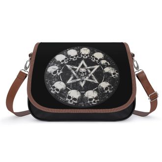 Generic Skull Pentagram Crossbody Bags for Women Fashion Leather Shoulder Handbags With Adjustable Strap