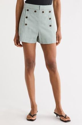 A.L.C. Lucas Cotton & Linen Shorts in Silver Blue at Nordstrom Rack, Size 00