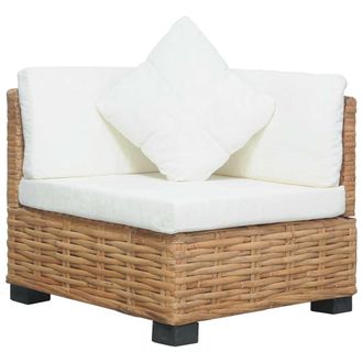 vidaXL Sof&aacute; De Esquina Con Cojines Rat&aacute;n Natural Vidaxl