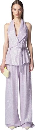 Twentyfourhaitch Arizona Wide Broeken - Dames - Wijde Broeken - Paars - XL - Pailletten - Broeken