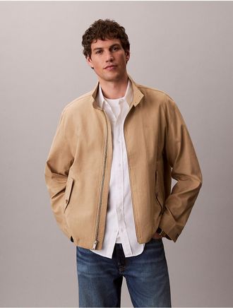 Calvin Klein Mens Linen Cotton Mock Neck Jacket - Brown - XL