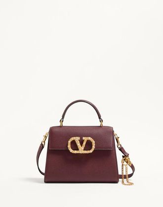 Valentino Garavani Valentino Garavani Vsling Small Handbag In Grainy Calfskin With Jewel Logo Wo