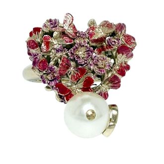 Dior Artificial Pearl Metal Band Ring (Pre-Owned)