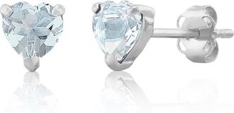 MAX + STONE 925 Sterling Silver 5mm Round Heart Gemstone Hoop Earrings