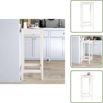 vidaXL The Living Store Tavolo da Bar Bianco 50x50x110 cm in Legno Massello di Pino - Tavolo in legno