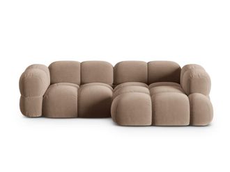 Cosmopolitan Design Sof&aacute; esquinero derecho 3 plazas de terciopelo beige oscuro