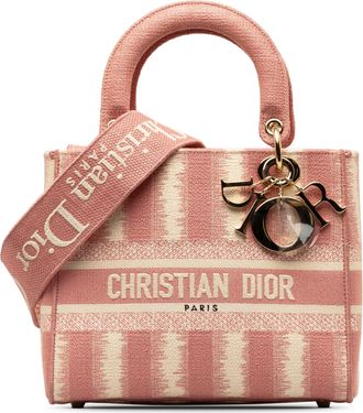 Dior Pink Fabric Medium D-Stripes Lady D-Lite