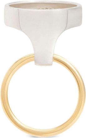 Courr&egrave;ges Holy geometric ring - women - Bronze/Brass - S - Silver