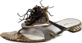 Miu Miu Sandalen met python-spin-design - Zwart