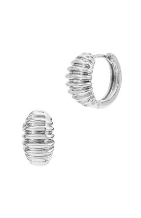 Savvy Cie Jewels RHODIUM PLATED HUGGIE EARRING