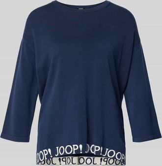 Joop Strickpullover mit Label-Details und 3/4-Arm Modell Kussa in Marine, Gr&ouml;&szlig;e 34