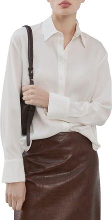 Mango Straight Button-Up Shirt in Ecru at Nordstrom, Size 12