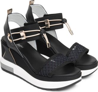 Nero Giardini Bungee Platform Wedge Sandal in Black at Nordstrom, Size 11Us