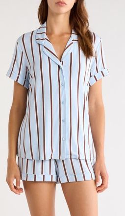 Nordstrom Moonlight Eco Short Pajamas in Blue- Brown Shadow Stripe at Nordstrom, Size X-Small