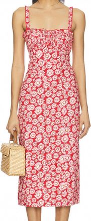 Free People Womens Lucinda Printed Midi Dress In Tomato Daisy