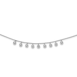 Diamond2Deal Sterling Silver 11 Stone 11 Station Cubic Zirconia Necklace 18