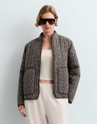 Oysho Fellex giacca imbottita idrorepellente floreale marrone