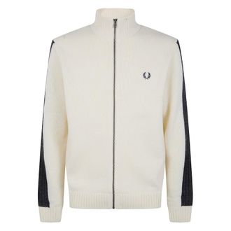 Fred Perry Truien & Vesten, Heren, Beige, L, Wol, Ribgebreide Mouw Cardigan met Rits