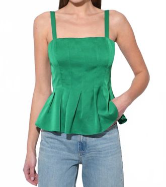 Adelyn Rae Amabel Pleated Peplum Top In Amazon Green