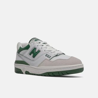 New Balance Mens New Balance BB550 BB550WT1 Sneakers White Green Lace Up Lifestyle Shoes