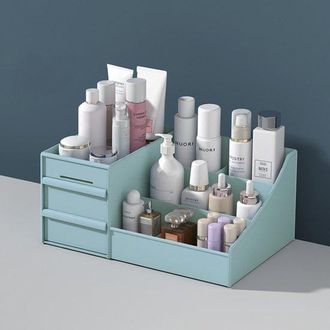 OEM Organizador De Maquillaje Con 2 Cajones, Ba&ntilde;o, Caja De Maquillaje, Almacenamiento Para Productos De Cuidado De La Piel, Azul