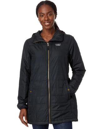 L.L.Bean L. L.Bean Mountain Classic Puffer Coat Womens Black Full Zip Mid-Length JZZ17