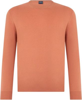 Fedeli Warme oranje trui met lange mouwen veelzijdig - Heren - Cashmere truien - Oranje - M - Kasjmier - Truien & Vesten