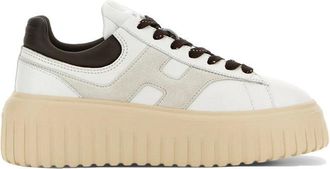 Hogan H-Stripes Sneakers - White/Grey/Brown