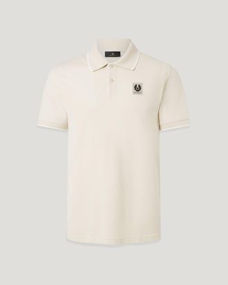 Belstaff Tipped Polo Mens Cotton Pique Silver Birch Size 2XL