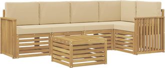 vidaXL Conjunto De Sof&aacute;s De Exterior 6 Uds. Y Beige Poli&eacute;ster Vidaxl