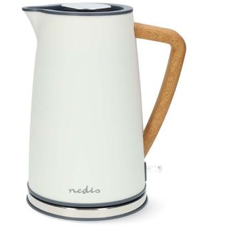Nedis Caldera De Agua 1,7 Litros Suave Al Tacto Blanco Giratorio 360 Grados Elemento Calefactor Oculto Control Strix Funci&oacute;n De Ebullici&oacute;n Baja