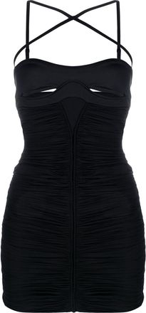 MUGLER cut-out detail ruched minidress - women - Spandex/Elastane/Polyamide - 38 - Black