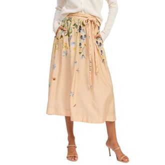 En Saison Carrera Midi Skirt In Blush Blue Yellow