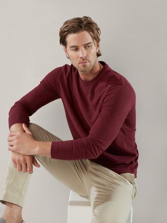 Robert Talbott Kelly Long Sleeve Cotton Crepe Tee in Burgundy at Nordstrom, Size Xx-Large