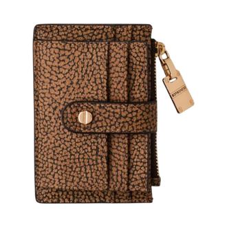 Borbonese Portacarte in graffiti con bottoncino e zip - female - Borbonese - Wallets & Cardholders - Brown - ONE SIZE - Accessories