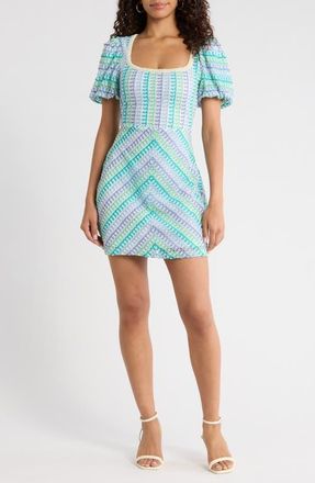 Sugarlips Widley Reyna Crochet Minidress in Blue White at Nordstrom, Size X-Small